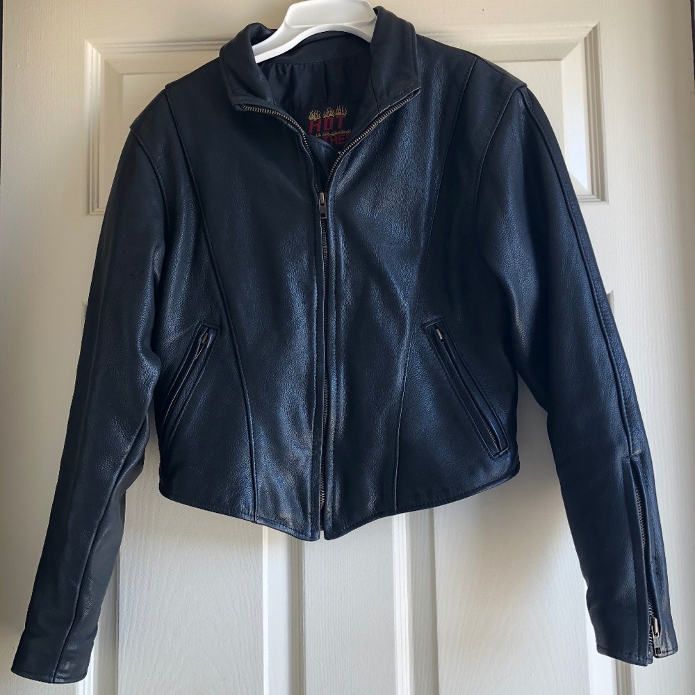 Corset-Style Black Leather Motorcycle Jacket. Sexy